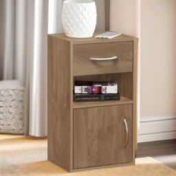 Rackhams Set Of 2 Wooden Bedside Nightstand Oak Brown - thumbnail 3