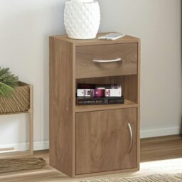 Rackhams Set Of 2 Wooden Bedside Nightstand Oak Brown
