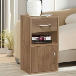 Rackhams Set Of 2 Wooden Bedside Nightstand Oak Brown - thumbnail 2