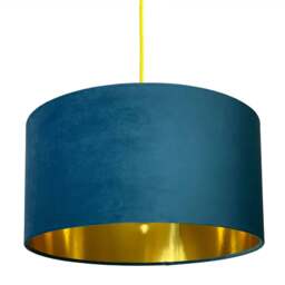 "Rackhams Flint Velvet Lampshade With Gold Lining - 25cm Diameter x 25cm Height / (10"" x 10"")" - thumbnail 2