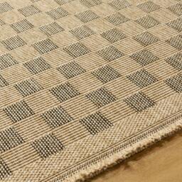 Rackhams Mirage-Cottage Tan Black Checkered Fringe In- & Outdoor Jute-Look Rug - 200 x 275 cm - thumbnail 3