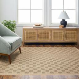 Rackhams Mirage-Cottage Tan Black Checkered Fringe In- & Outdoor Jute-Look Rug - 200 x 275 cm - thumbnail 1