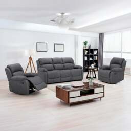 Rackhams Alaska Grey Full Fabric 3 Piece Sofa Suite