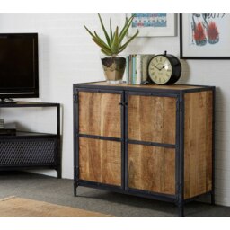 Rackhams Durin Vintage Up cycled Industrial Wood Small Sideboard - Metal - 1