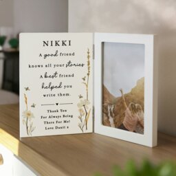 Rackhams Personalised Friend Wooden Hinged 6x4 Photo Frame - White - Wood - 4x6
