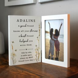 Rackhams Personalised Friend Wooden Hinged 6x4 Photo Frame - White - Wood - 4x6 - thumbnail 4