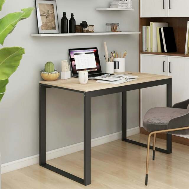 Rackhams Computer Desk Black and Oak 110x60x73 cm Engineered Wood