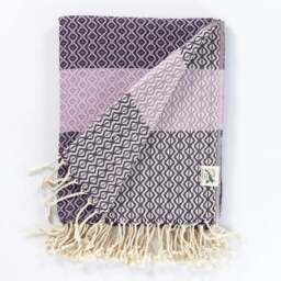 Rackhams Caria Throw Blanket, HAND-LOOMED - Purple with Lavender