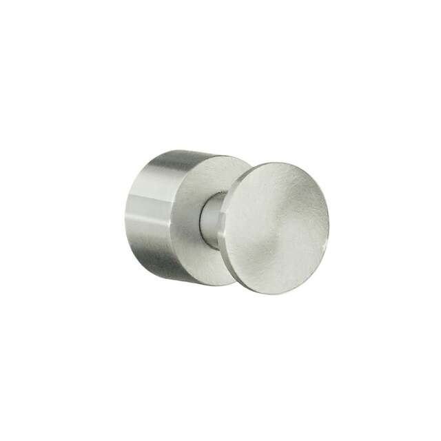 Rackhams Pair of Brushed Nickel Towel Hooks (19mm) Wall Mounted Bathroom Storage Round Robe Hooks Clothes Hanger Coat Peg - image 1
