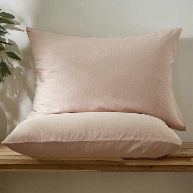 Rackhams Touch of Linen Pillowcase Pair - One Size - Powder Pink - image 1