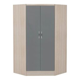 Rackhams Nevada 2 Door Corner Wardrobe - Grey Gloss and Light Oak - thumbnail 1
