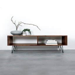 "Rackhams Henley TV Stand on Mid Century Hairpin Legs - Large 140cm (55"") wide - Walnut - 30cm (12"")" - thumbnail 4