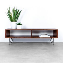 "Rackhams Henley TV Stand on Mid Century Hairpin Legs - Large 140cm (55"") wide - Walnut - 30cm (12"")" - thumbnail 1