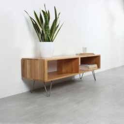 "Rackhams Henley TV Stand on Mid Century Hairpin Legs - Large 140cm (55"") wide - Walnut - 30cm (12"")" - thumbnail 2