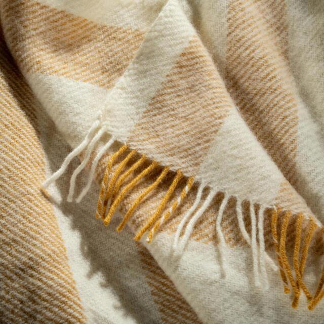 Rackhams Yellow Ochre Brushed Wool Stripe Throw - image 1