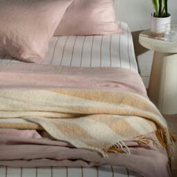 Rackhams Yellow Ochre Brushed Wool Stripe Throw - thumbnail 2
