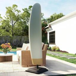 Rackhams Parasol Cover, 600D Oxford Cantilever Umbrella Cover Fit for 2-4m Parasol, Banana Umbrella Protector with Zipper for Outdoor Garden, Patio, White - thumbnail 2