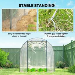 Rackhams Polytunnel Greenhouse Walk-in Grow House with Plasric Cover, Door, Mesh Window and Steel Frame, 3 x 2 x 2m, Clear - thumbnail 6