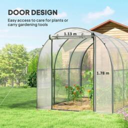Rackhams Polytunnel Greenhouse Walk-in Grow House with Plasric Cover, Door, Mesh Window and Steel Frame, 3 x 2 x 2m, Clear - thumbnail 4