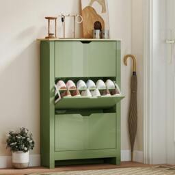 Rackhams 18-Shoe Storage Cabinet 6 Shelves 3 Drawers Tabletop - Light Grey - thumbnail 2