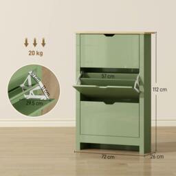 Rackhams 18-Shoe Storage Cabinet 6 Shelves 3 Drawers Tabletop - Light Grey - thumbnail 4