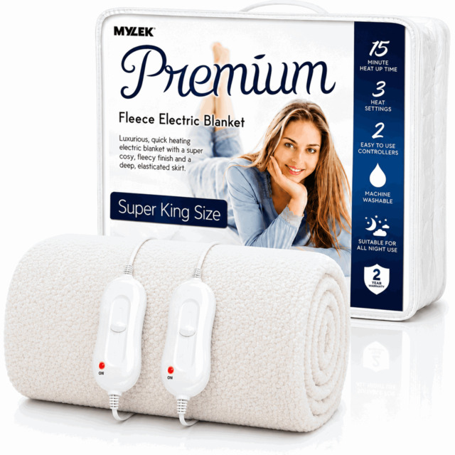 Rackhams Electric Blanket Super King Size Bed Premium Fleece Underblanket Dual Control with Elasticated Skirt - image 1