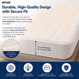 Rackhams Electric Blanket Super King Size Bed Premium Fleece Underblanket Dual Control with Elasticated Skirt - thumbnail 3