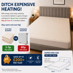 Rackhams Electric Blanket Super King Size Bed Premium Fleece Underblanket Dual Control with Elasticated Skirt - thumbnail 6