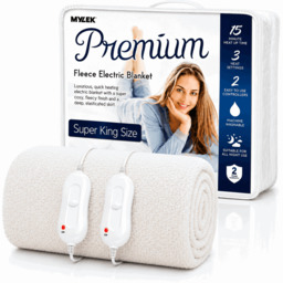 Rackhams Electric Blanket Super King Size Bed Premium Fleece Underblanket Dual Control with Elasticated Skirt - thumbnail 1
