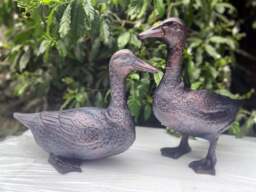 Rackhams Pair of Ducks Garden Sculpture Cast Aluminium Ornament - Cast Aluminium - Bronze - Sculpture - thumbnail 1