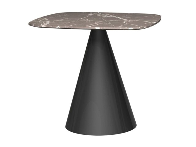 Rackhams Oscar Square Dining Tables - Small - Black Matt Powder - Brown Marble - image 1