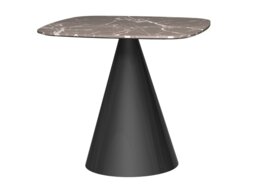 Rackhams Oscar Square Dining Tables - Small - Black Matt Powder - Brown Marble - thumbnail 1
