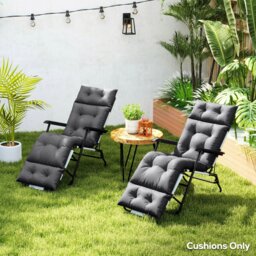 Rackhams Garden Lounge Chair Cushions Set of 2, 220gsm Fabric, Dark Grey - Khaki - thumbnail 3