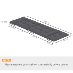 Rackhams Garden Lounge Chair Cushions Set of 2, 220gsm Fabric, Dark Grey - Khaki - thumbnail 6
