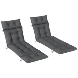 Rackhams Garden Lounge Chair Cushions Set of 2, 220gsm Fabric, Dark Grey - Khaki - thumbnail 2