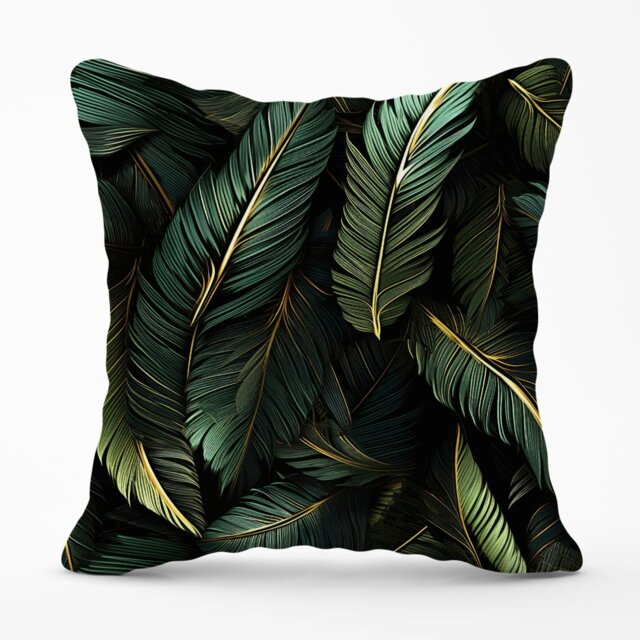 Rackhams Green and Gold Leaves Outdoor Cushion - 45cm x 45cm - image 1