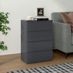 Rackhams Bedroom Chest of Drawers, High Gloss 4 Drawers Dresser, Grey - Grey - 4 - Modern - thumbnail 1