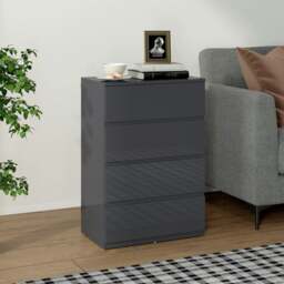 Rackhams Bedroom Chest of Drawers, High Gloss 4 Drawers Dresser, Grey - Grey - 4 - Modern - thumbnail 2
