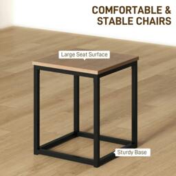 Rackhams 5 Piece Dining Table and Chairs Set 4, Industrial Space Saving Table and Chairs with Metal Frame, Square Kitchen Table and Stools, Brown - thumbnail 5