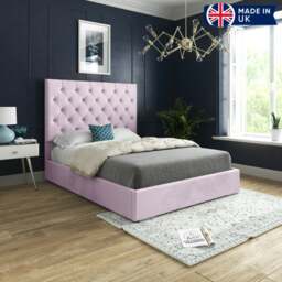 Rackhams Alma Upholstered Soft Velvet Bed Frame - Pink - Pink - Double - thumbnail 5