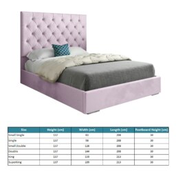 Rackhams Alma Upholstered Soft Velvet Bed Frame - Pink - Pink - Double - thumbnail 4