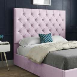 Rackhams Alma Upholstered Soft Velvet Bed Frame - Pink - Pink - Double - thumbnail 2