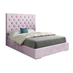 Rackhams Alma Upholstered Soft Velvet Bed Frame - Pink - Pink - Double - thumbnail 6