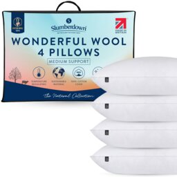 Rackhams Wonderful Wool Firm Support Pillow - Cover: 100% Cotton Filling: 100% British Wool - Medium - 4 Pack