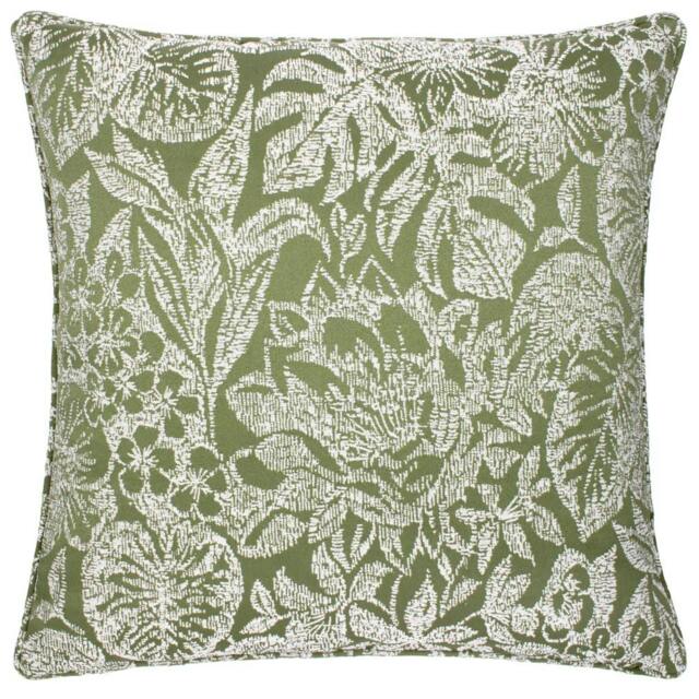 Rackhams Bali Jacquard Botanical Cushion Cover - Olive - 50cm x 50cm - Olive - 100% Polyester - image 1
