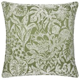 Rackhams Bali Jacquard Botanical Cushion Cover - Olive - 50cm x 50cm - Olive - 100% Polyester - thumbnail 2