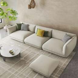 Rackhams TOFU Agnes Three Seater Corner Sofa, Suede, Modular Sofa - Red - Ottoman ( Can't be sold separately. )