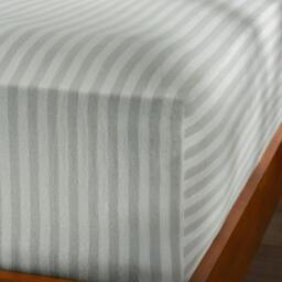 Rackhams Misty Green Herringbone Stripe Cotton 30cm Standard Fitted Sheets - Superking - thumbnail 5