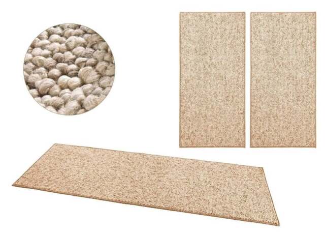 Rackhams Tufted Wool-Look 3 pcs Beige Rug Set - 3 pcs 67X250 cm 67X140 cm 67x140 cm - image 1