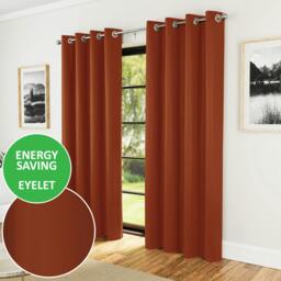 "Rackhams Nightfall  Plain Supersoft Thermal Room Darkening Eyelet Curtain - Pair for Living Room & Bedrooms - 90"" (229cm) Width x 90"" (229cm) Drop - Orange"